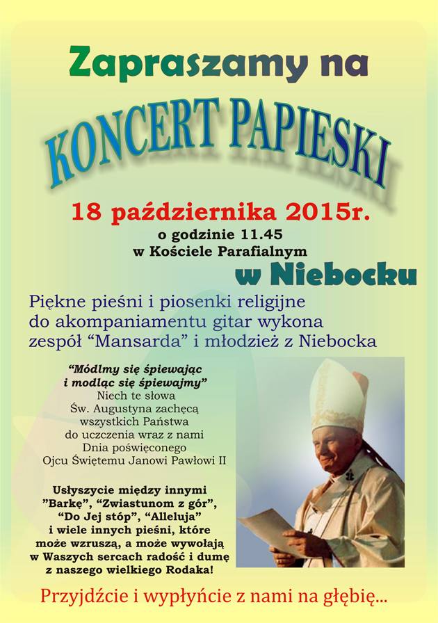 Koncert Papieski - zaproszenie
